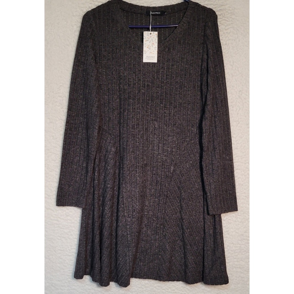 Automet Sweater Dress Knit Size L NEW NWT Women's Long Sleeve V-Neck 1904